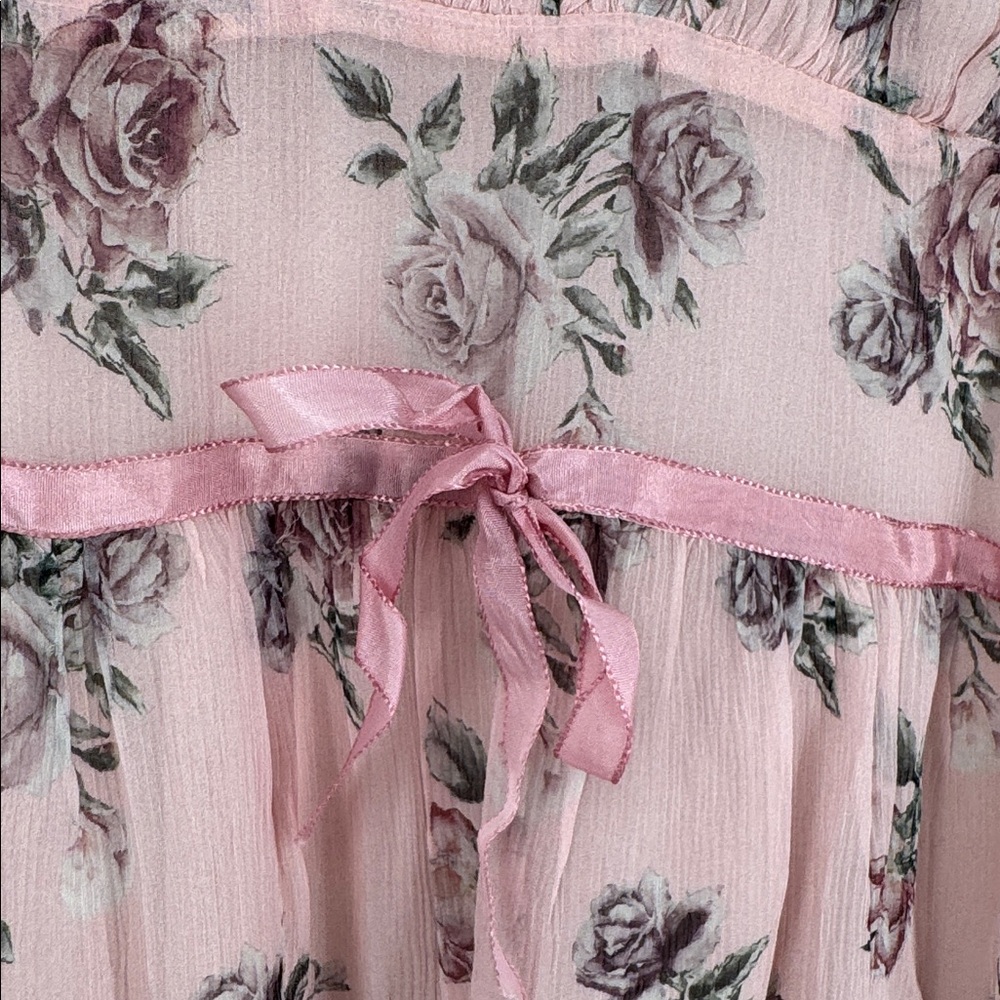 LoveShackFancy Silk Pink Floral Roses & Bows Dress - Picture 6 of 10